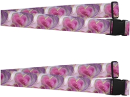 Conjunto De 2 Alças Bagagem Ajustáveis, Portáteis, Em Tom Dourado Marmorizado Com Formato De Coração, Com Fivela
