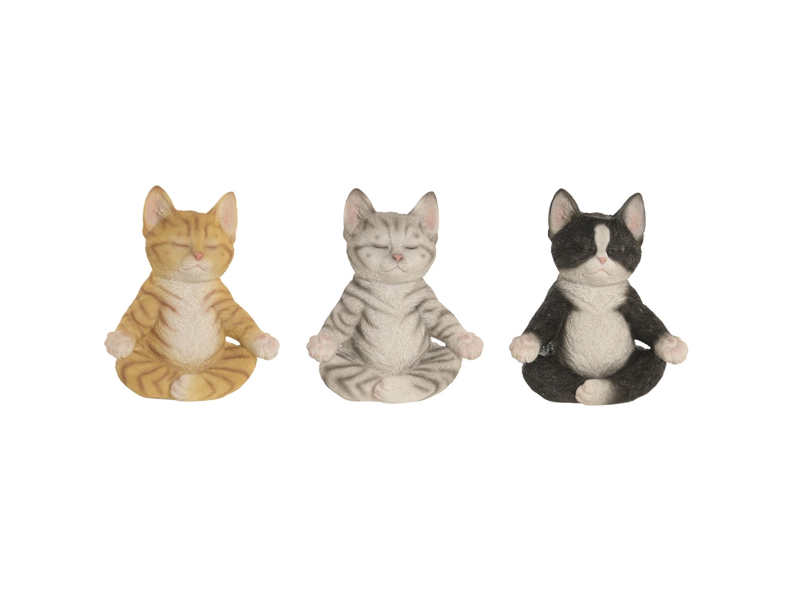 Figura Decorativa Home Esprit Multicolor Gatos (3 Unidades)