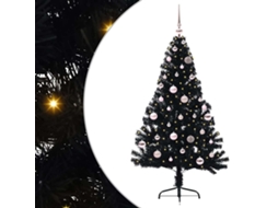 Vidaxl Árvore De Natal Artificial Pré-iluminada Preto 150 Cm Pvc