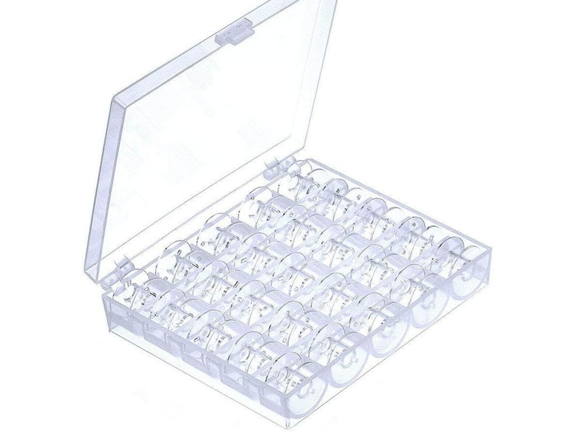 Yuru 25pcs Bobinas de Plástico Transparente para Máquina de Costura com Estojos de Bobina