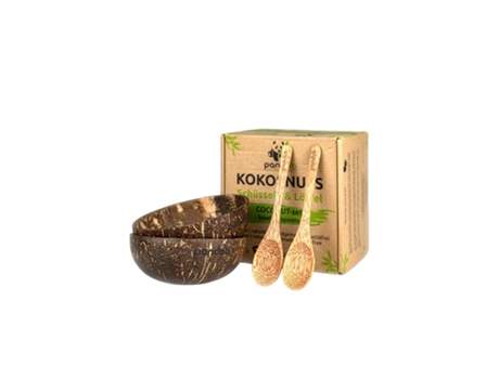 Conjunto de 2 tigelas de coco com 2 colheres de BAMBOO Pandoo