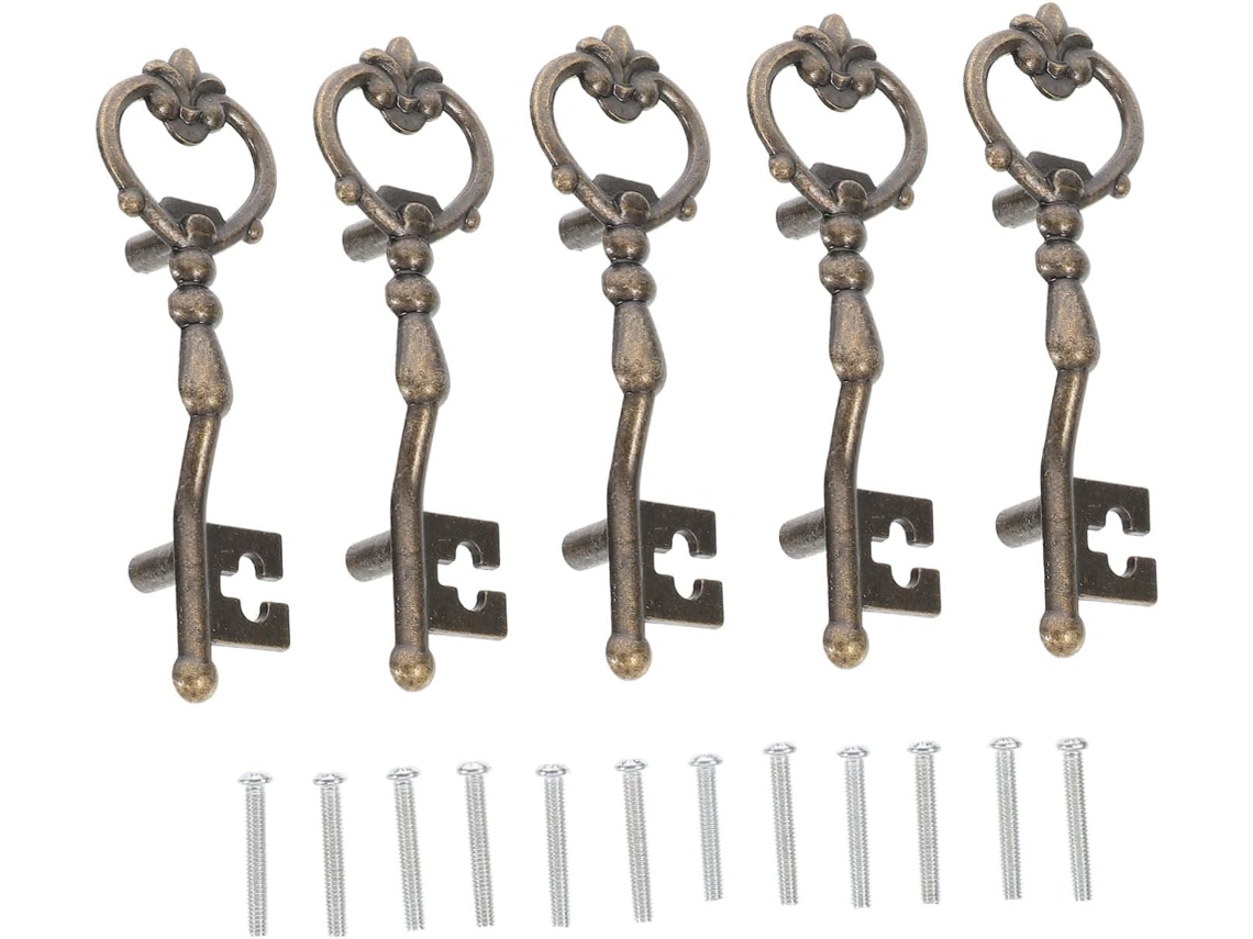 Conjunto De 5 Puxadores Decorativos Para Gavetas Em Formato Chave Antiga Da Didiseaon, Com Distância Entre Furos De 58mm