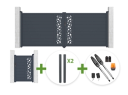 Kit Portaoo Basculante Sunny 4 X 1,60 M Cinza Com Portaoo Social 1 X 1,60 M + 4 Postes + Motor Tanker B250
