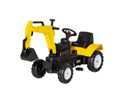 Trator A Pedais Para Crianças Escavadora Para Com Pá Dianteira E Buzina Infantil 107x42x71 Cm Amarelo