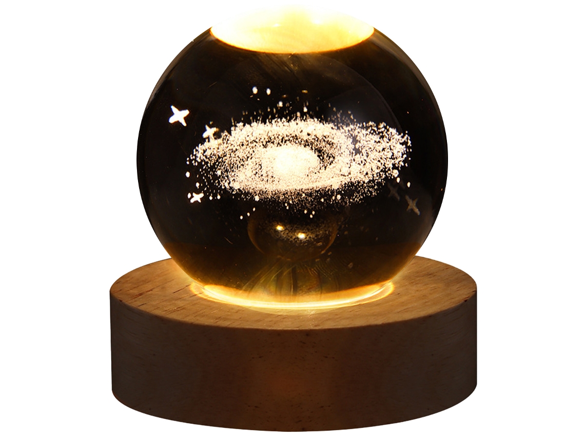 Luminária Noturna Led Usb Galaxy Crystal com Efeito Planetário 3d e Luz Lunar MDUG (tipo Galaxy A)