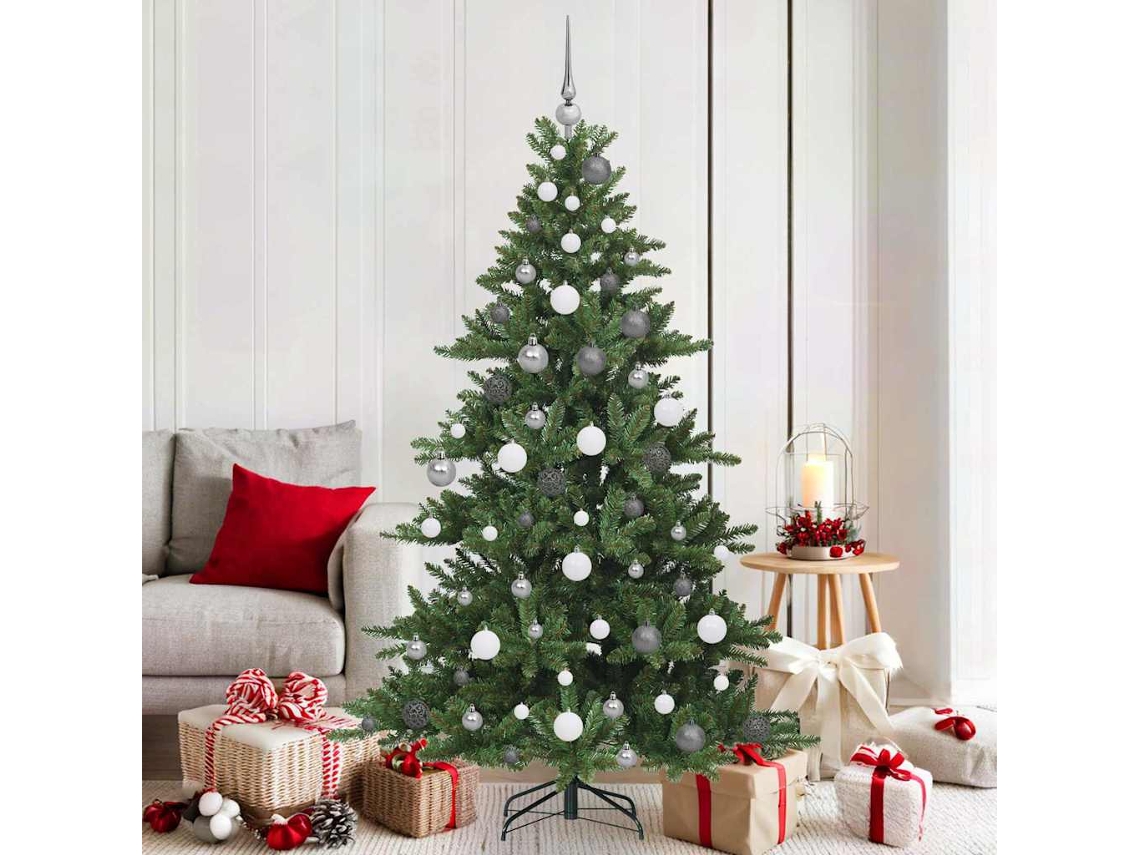Vidaxl Árvore De Natal Articulada Artificial Verde 180 Cm Pvc E Aço