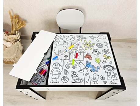 Mesa com Cadeira Infantil Caixa de Areia Iluminada Cinza DANNYFUNNY