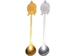 2026 set de Colheres de Pato, Colheres de Café, Aço Inoxidável 304, para Misturar Bebidas, 2 Peças, Prateado e Dourado