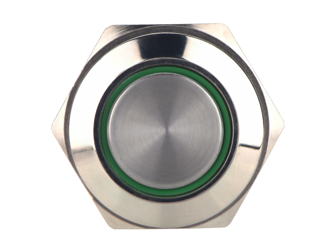 Interruptor De Botão Metal À Prova D'água Auto-bloqueio Com Anel Led Verde 250v 3 Pçs 16mm