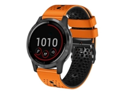 Pulseira, Compatível Com Garmin Vivoactive 4 22 Mm, Silicone Perfurado Bicolor, Laranja E Preto.