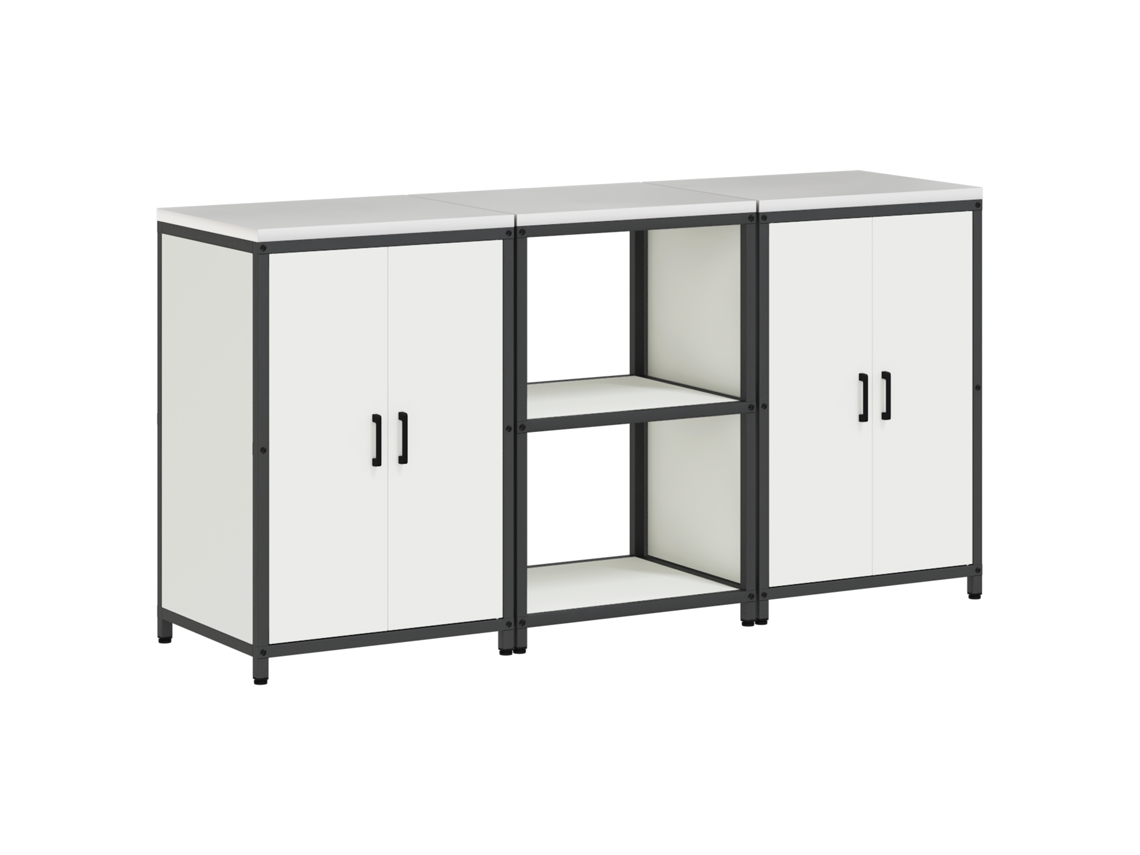 Conjunto 3 Armário De Cozinha Vidaxl Branco Aço (180 X 50 X 92 Cm)