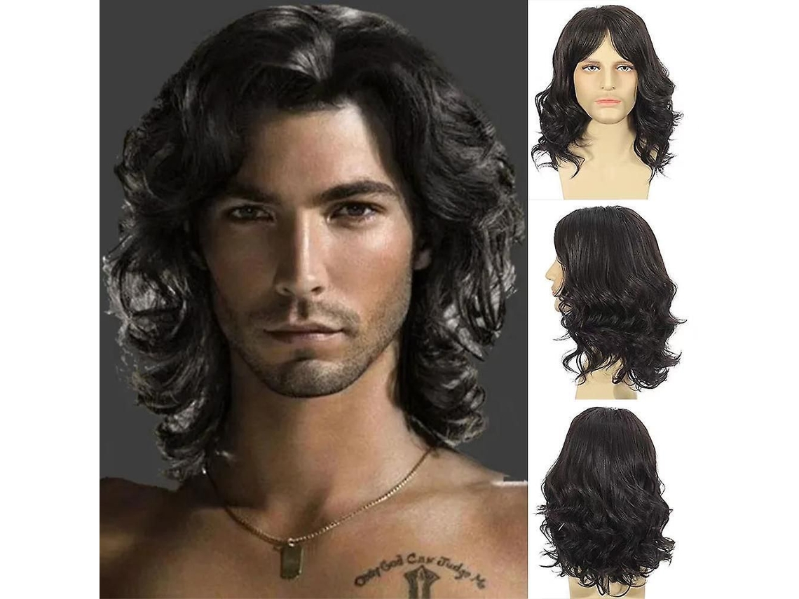 Peruca Cosplay Retrô, Peruca Rock Masculina Retrô, Peruca de Estrela do Futebol TAISHENGDA