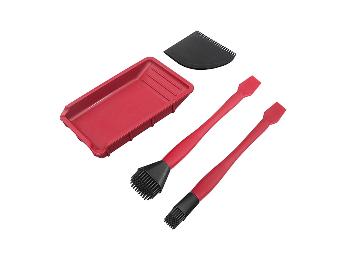 Kit De Ferramentas De Cola Para Carpintaria De Silicone, 4 Peças: Pincéis, Lâmina Fina, Raspador Plano E Bandeja