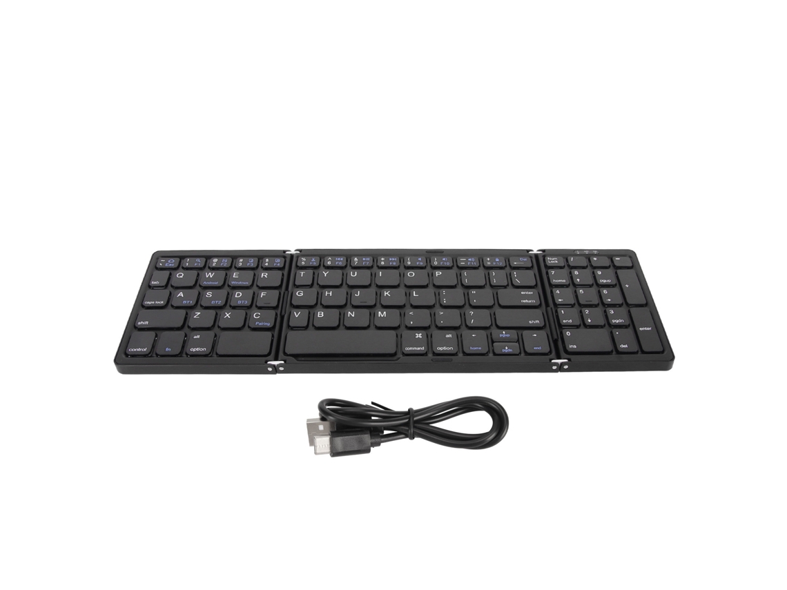Teclado Sem Fio Plegável Bluetooth Preto