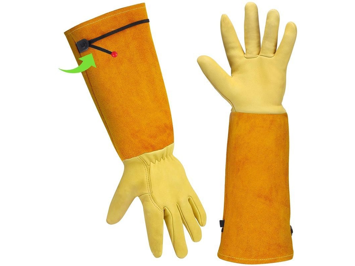 Guantes De Jardinería De Cuero Con Manga Larga Resistentes A Espinas Para Mujer Talla M