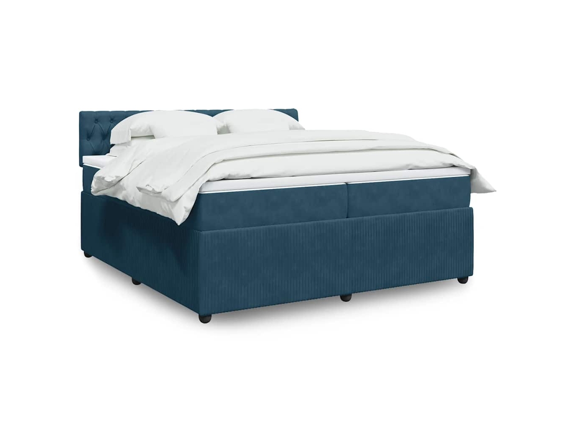 Vidaxl Cama Com Molas/colchão 200x200 Cm Veludo Azul