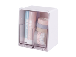Nova Line 2 Recipientes de Algodão Transparente com Tampa, Caixas de Armazenamento de Cotonetes e Algodão Cosmético (rosa + Branco)
