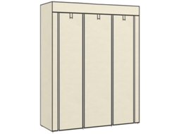 Guarda-roupa de tecido com varão, guarda-roupa dobrável de 8 níveis para quarto e corredor, tecido não tecido, creme