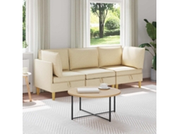 Vidaxl Conjunto De Sofá Modular Com Armazenamento 3 Unid. Creme Tecido