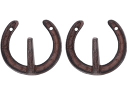 Ganchos De Parede Reforçados Em Ferro Fundido, 2 Peças, Formato De Ferradura, Estilo Rústico, Para Casacos E Toalhas