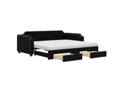 Daybed With Trundle, Daybeds With Trundles Vidaxl Preto Tecido (90 X 200 Cm)
