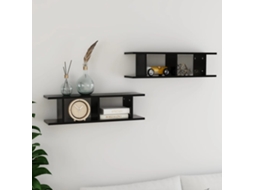Vidaxl Estantes De Parede 2 Pcs 78x18x20 Cm Deriv. Madeira Preto