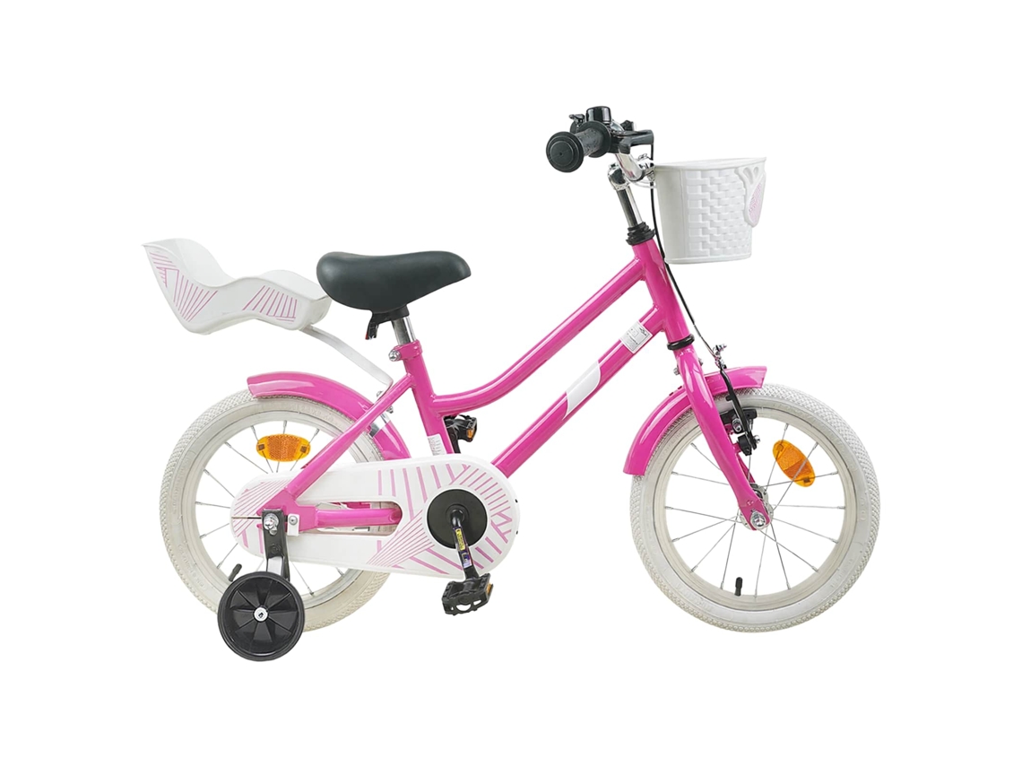 Vidaxl Bicicleta Infantil 14 Polegadas Para 3 A 5 Anos Rosa Escuro