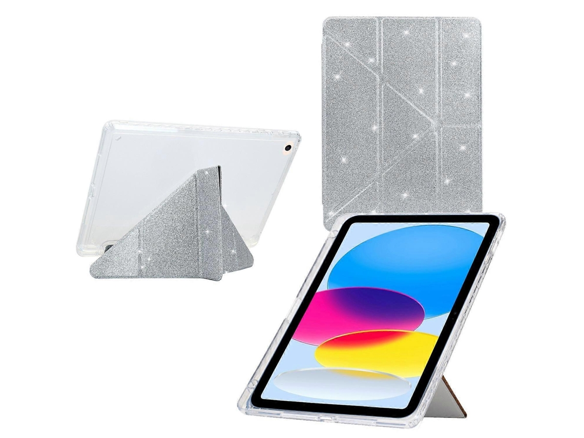 Capa inteligente de couro acrílico transparente Webake para tablet com glitter e dobra em Y