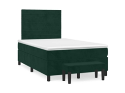 Vidaxl Cama Boxspring Com Colchão 120x190 Cm Veludo Verde-escuro