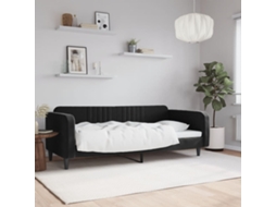 Vidaxl Sofá-cama 90x190 Cm Veludo Preto