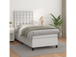 Vidaxl Cama Com Molas/colchão 80x200 Cm Couro Artificial Branco