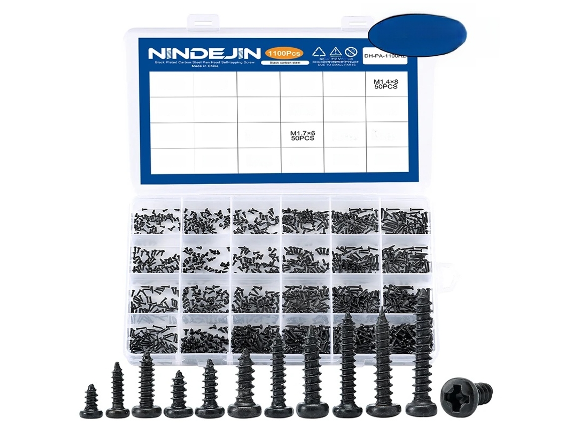 (preto) Jogo De 1100 Parafusos De Cabeça Redonda M1.2 M1.4 M1.5 M1.7 M2 Mini
