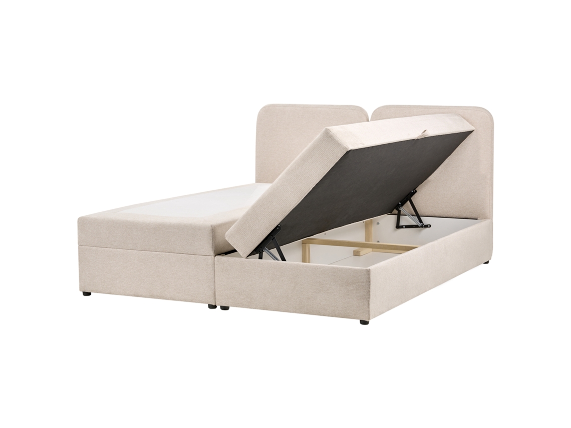 Cama Continental Beliani Chancellor De Tela Beige 183x208x103