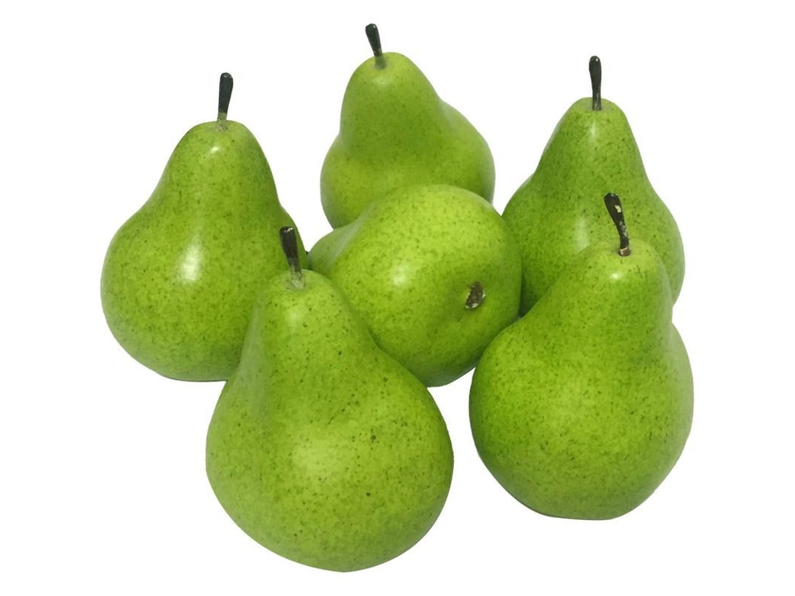 Nova Line 6 Pears Falsas de Espuma Ecológica Decorativa para Casa Loja Supermercado Restaurante Verde