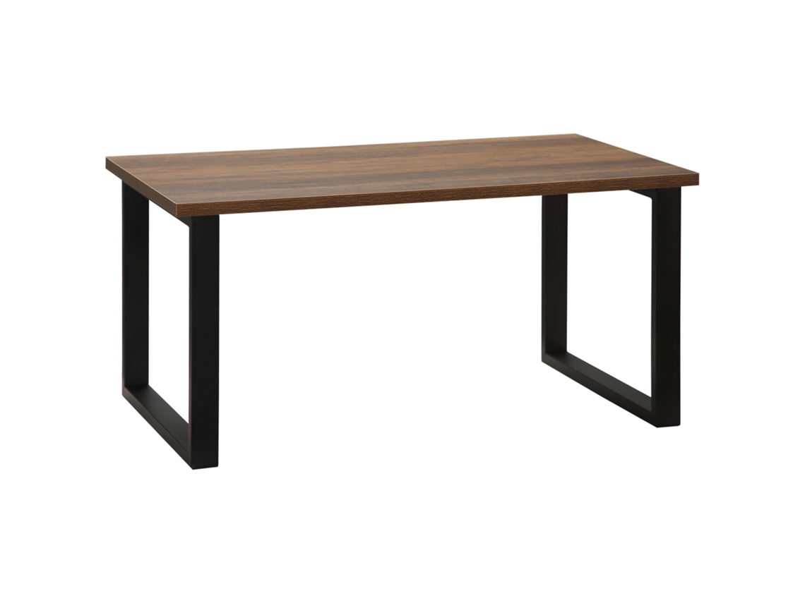 Mesa De Centro Retangular Industrial Com Pés De Metal E Tampo De Madeira 100x60x50 Cm Para Sala De Estar Moderna