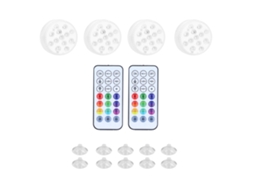 4pcs Lâmpada Subaquática LED IP68 RGB 16 Cores Controle Remoto Magnético | S/MARCA