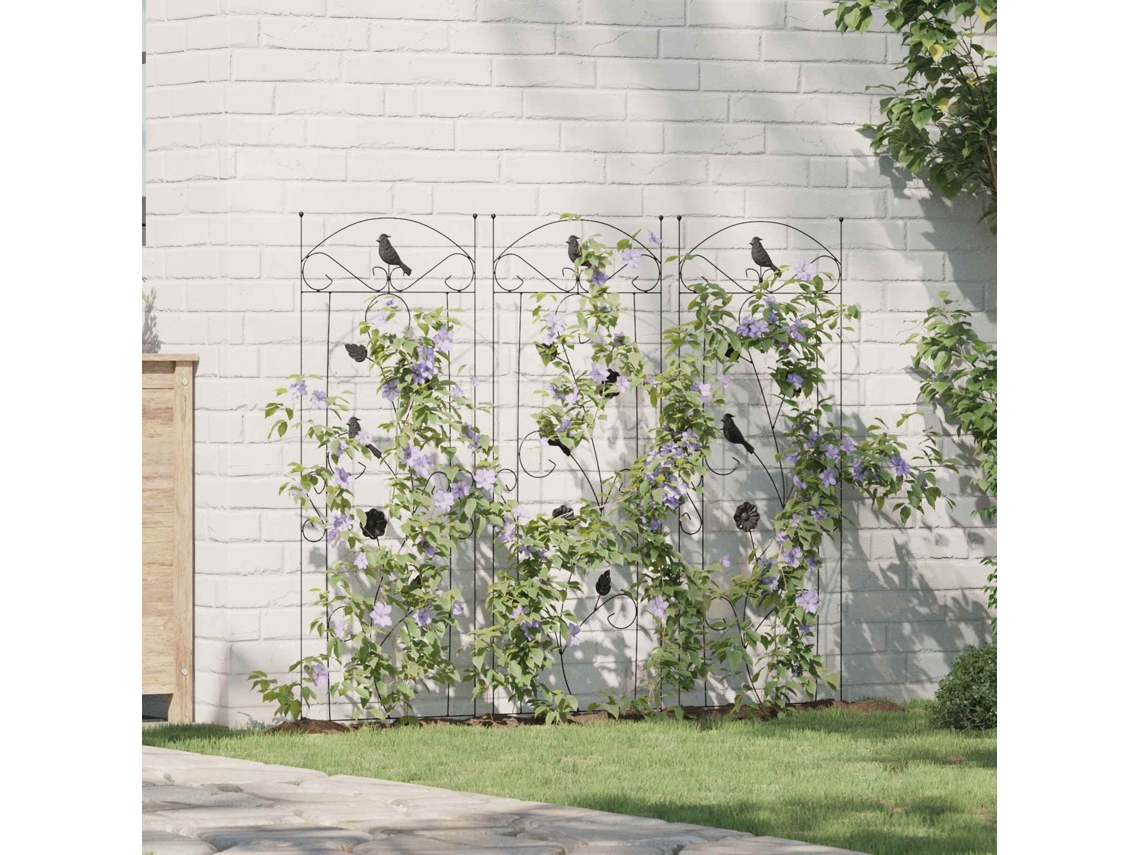 Vidaxl Cerca Para Jardim 3 Unid. Preto 110 X 40 Cm Aço