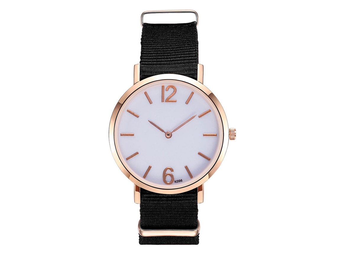 Reloj De Pulsera De Cuarzo Con Correa De Nailon Simple Zhoulianfa Oro Negro Para Mujer Y Hombre