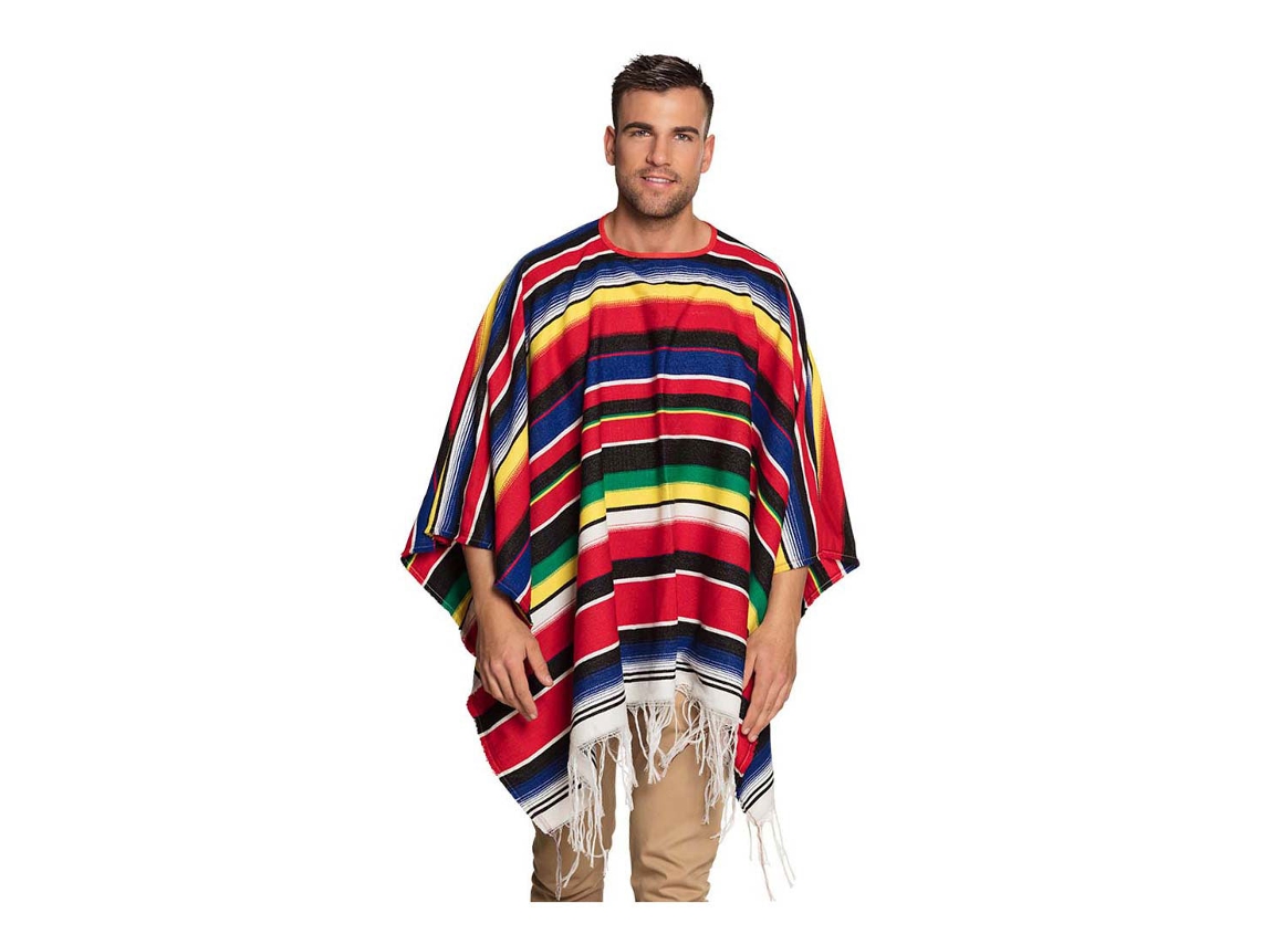 Poncho Boland Para Fantasia De Carnaval Mexicano Adulto Em Poliéster