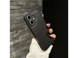 Capa Para Iphone 17 Air Em Couro Preto, Cor Sólida E Simplicidade.