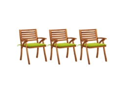 Vidaxl Cadeiras De Jantar Jardim C/ Almofadões 3 Pcs Madeira Acácia