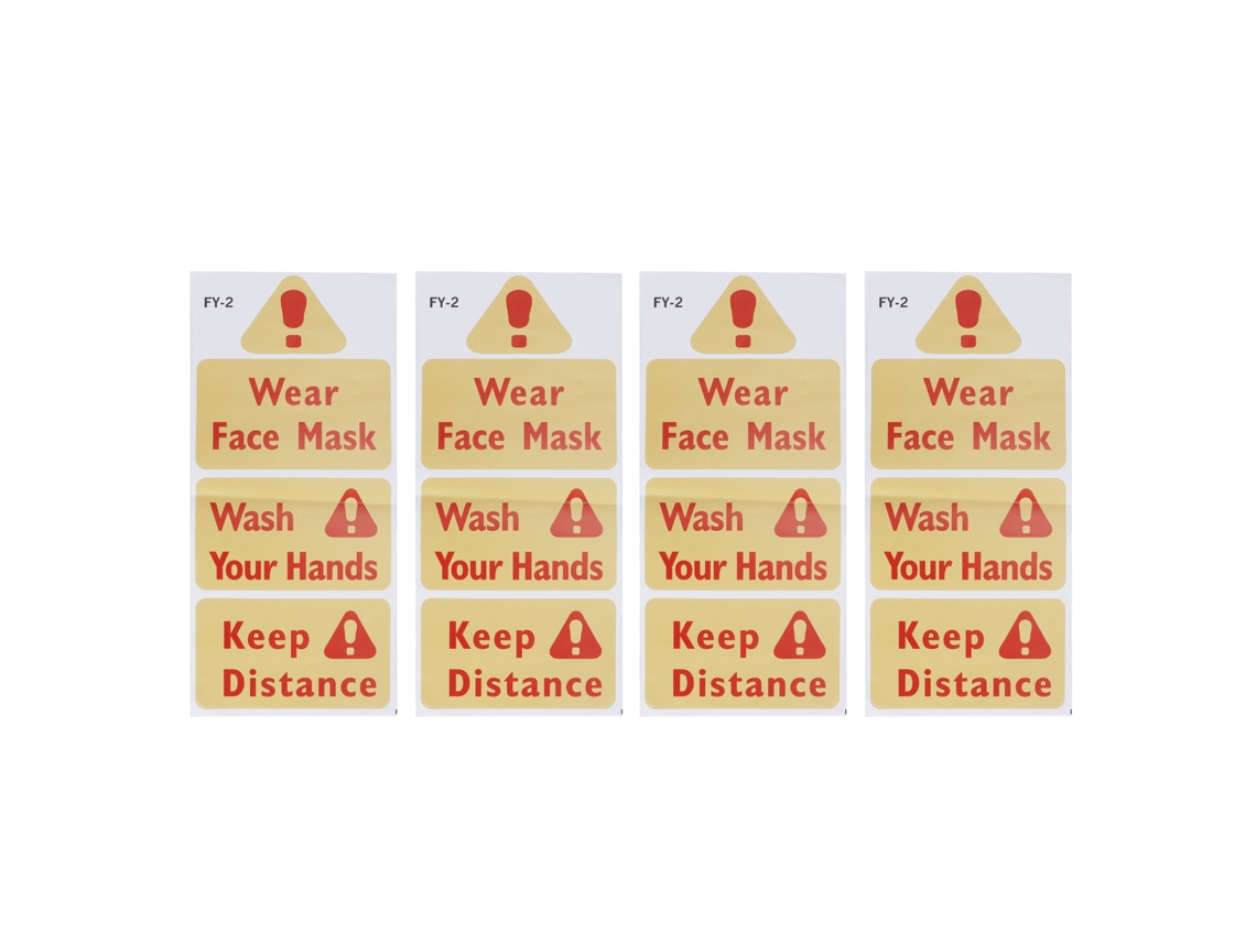 Rebe-4pcs Pegatinas De Seguridad Para Pared Adhesivos De Advertencia Decorativos Para Cocina Tienda Ventana Diy