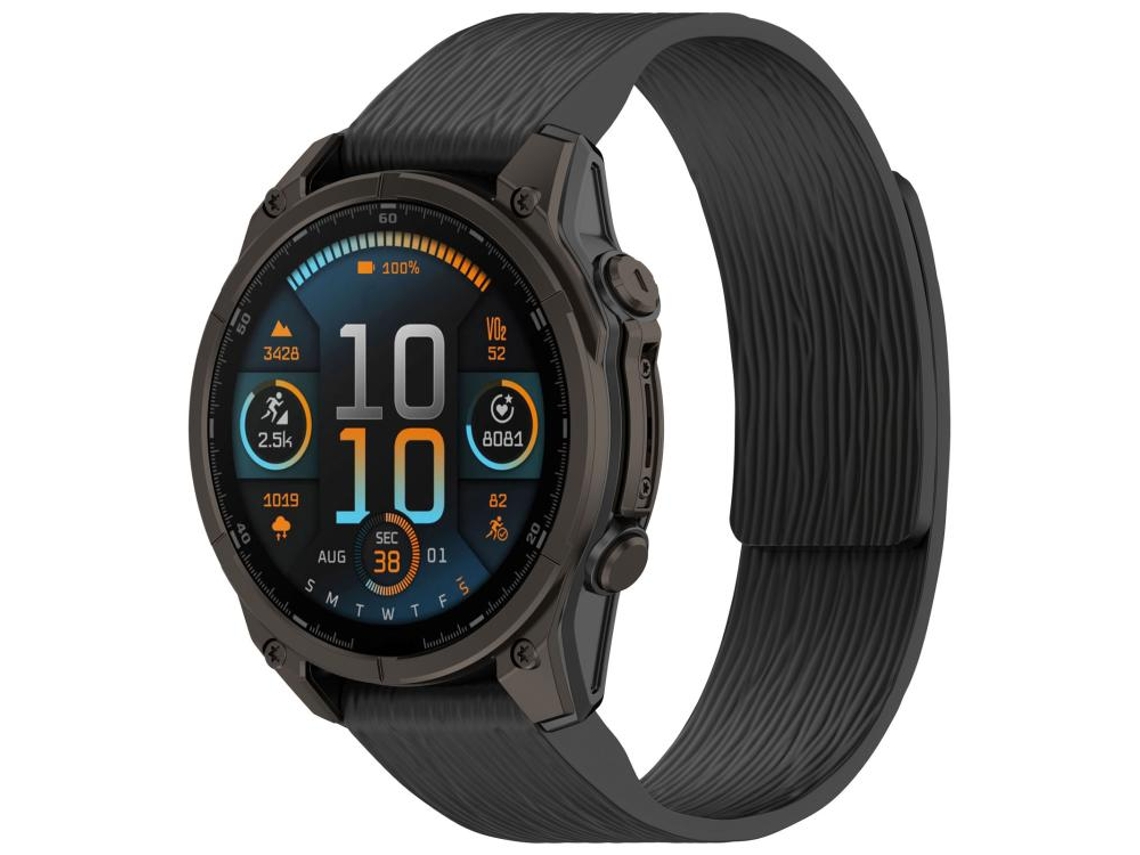 Bracelete para Garmin silicone magnético listras verticais e liberação rápida preta XIAOMOYU