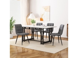 Conjunto De Sala De Jantar - Minimal - 120x70cm - 4 Lugares - Cadeiras De Veludo Cinza Escuro - Estrutura De Metal Preto