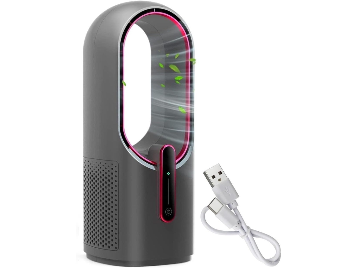 Ventilador De Mesa Silencioso Recarregável Via Usb, Com 5 Velocidades