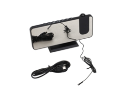 Rádio Projetor Multifuncional com Espelho Relógio Temperatura e Humidade Preto LAXISCREED