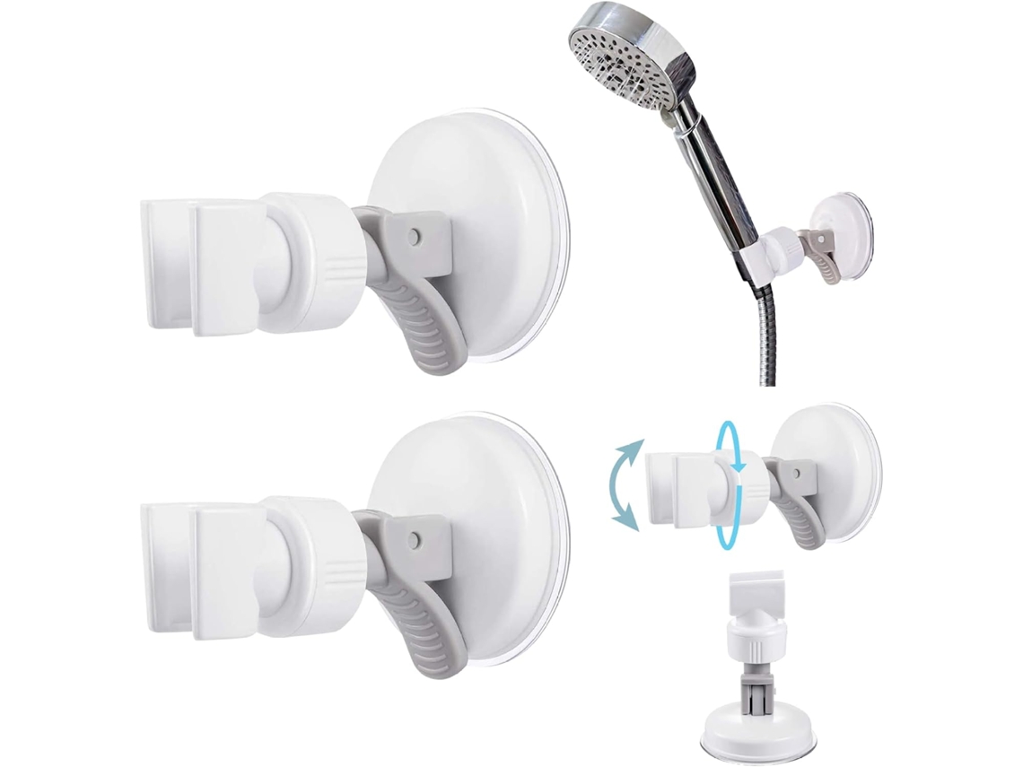 Suporte Para Chuveiro 2 Peças, Suporte De Chuveiro Mão Com Ventosa Ajustável Para Banheiro, Suporte Giratório De 360°
