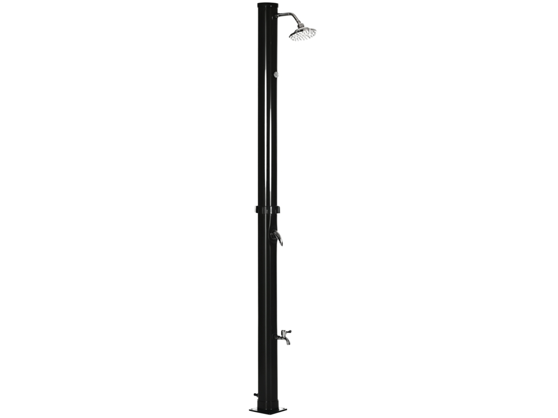 Chuveiro Solar De Jardim De 20 Litros Com Chuveiro Redondo, Torneira De Água Quente (máx. 60 °c) Para Piscina, 15,5 X 15,5 X 222 Cm, Preto