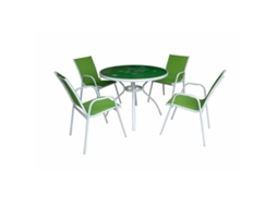 Mesa 100 cm + 4 sillones africa verde conjunto