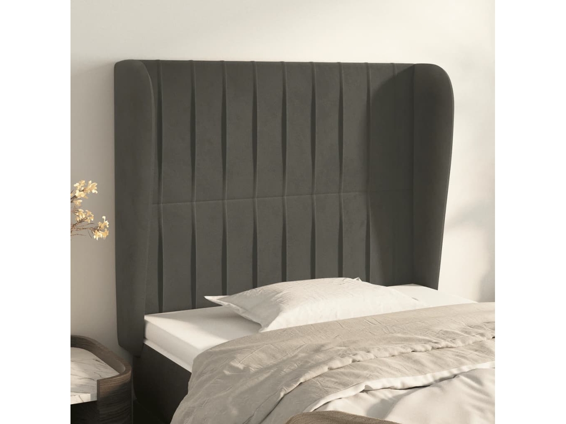 Vidaxl Cabeceira Cama C/ Abas Veludo 83x23x118/128 Cm Cinzento-escuro